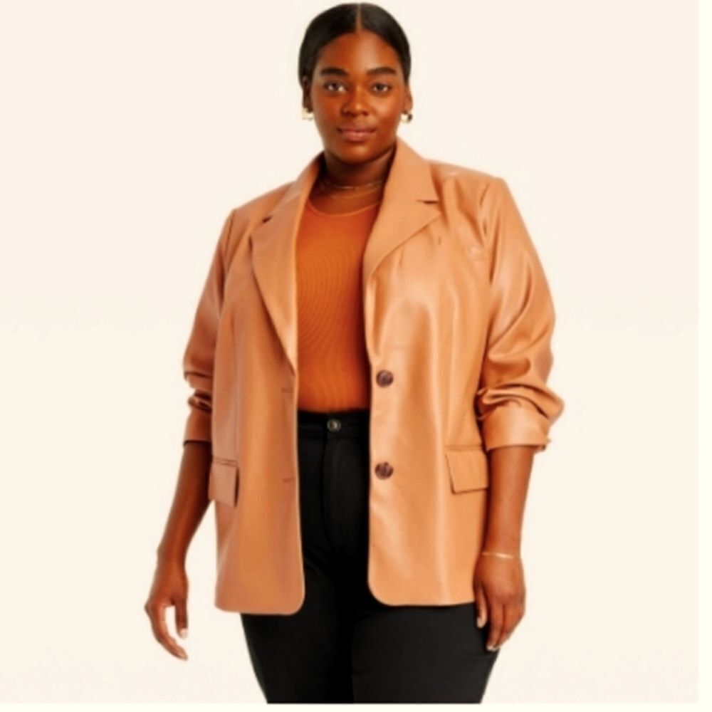 #059 A New Day- Women's Faux Leather Relaxed Blazer- Size: 1X